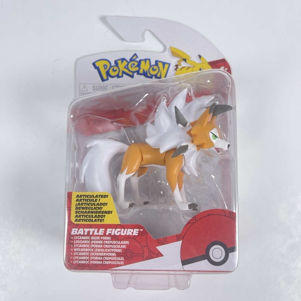 Pokemon Lycanroc Dusk Form 3" Battle Figure Jazwares Open Box with Packaging